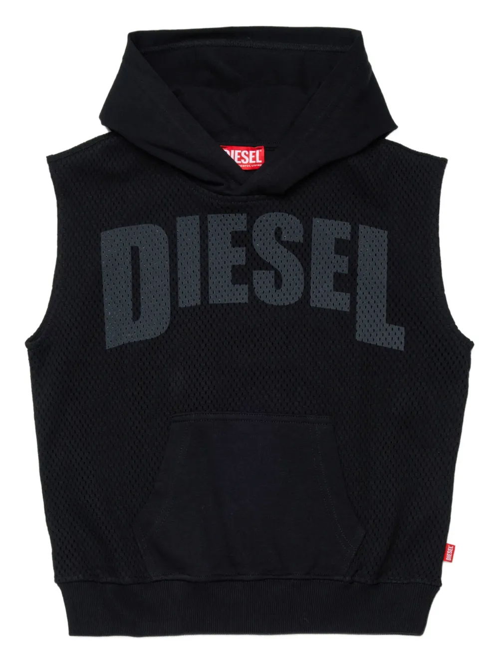 Diesel Kids Felpa Smesh Over smanicata con cappuccio - Nero