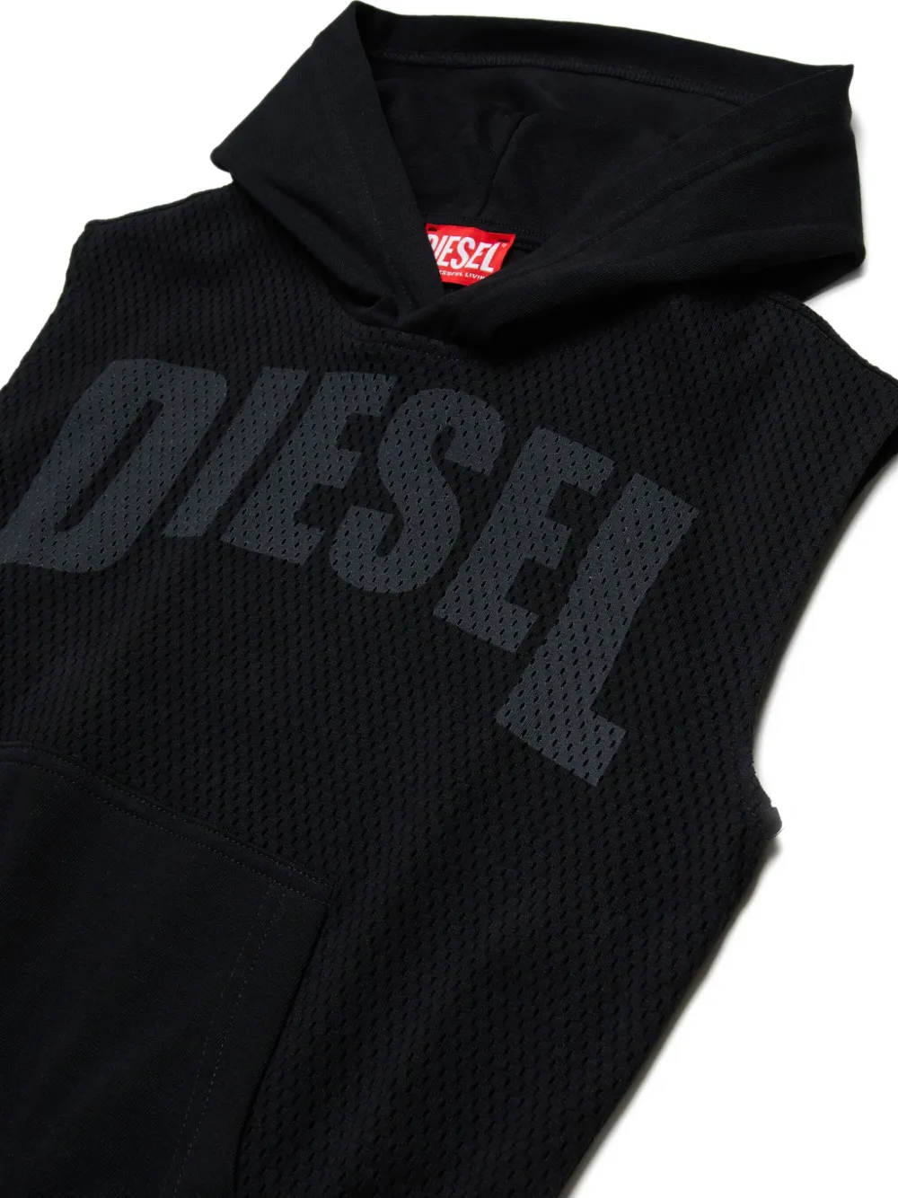  Diesel Kids Smesh Over Sleeveless Hoodie - Black 