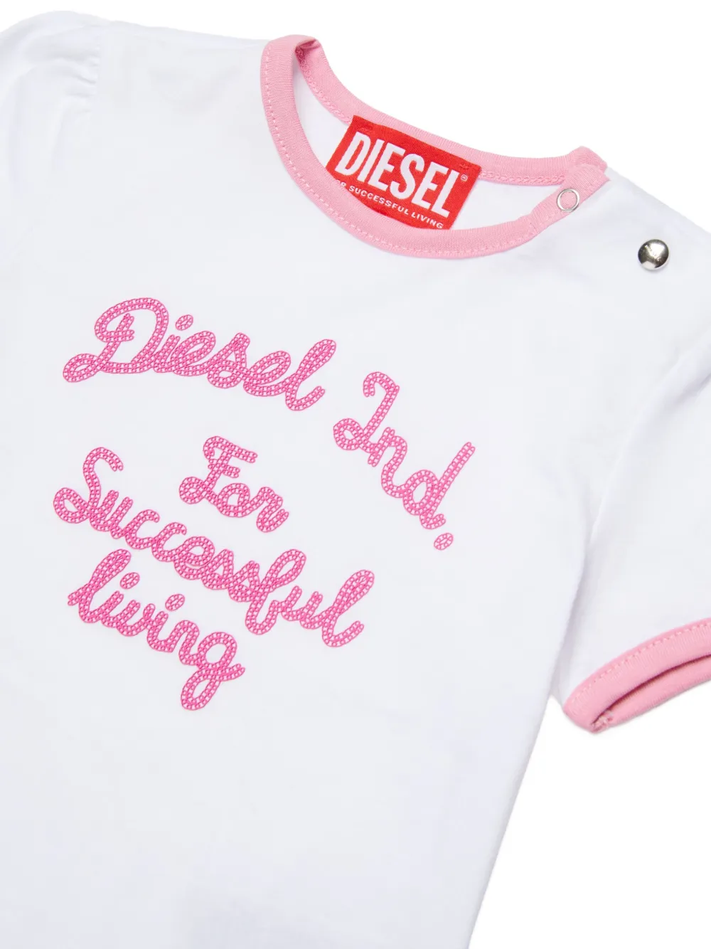 Diesel Kids Telab Ringer T-shirt Wit