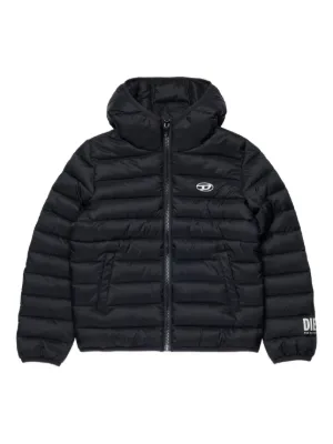 Diesel Kids logo-sleeve Quilted Padded Jacket | Black | FARFETCH