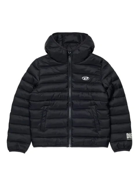 Diesel Kids logo-print hooded padded jacket