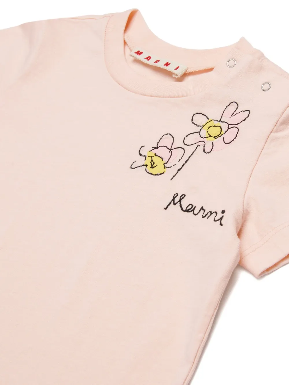 Marni Kids T-shirt met bloemenpatch Roze