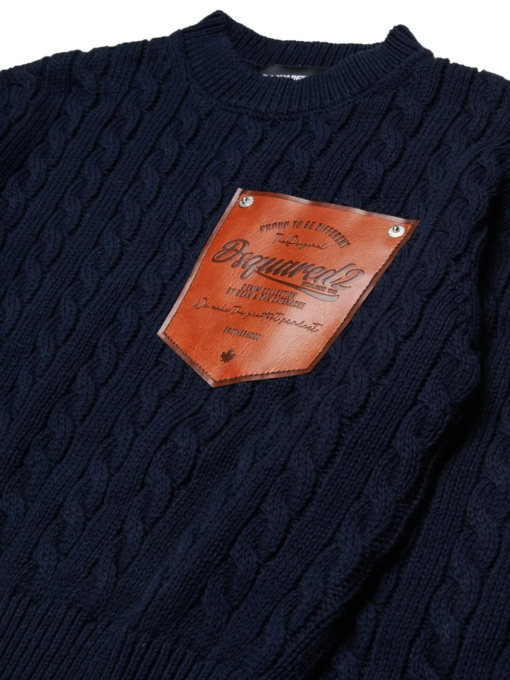 DSQUARED2 KIDS Kabelgebreide trui met patch Blauw