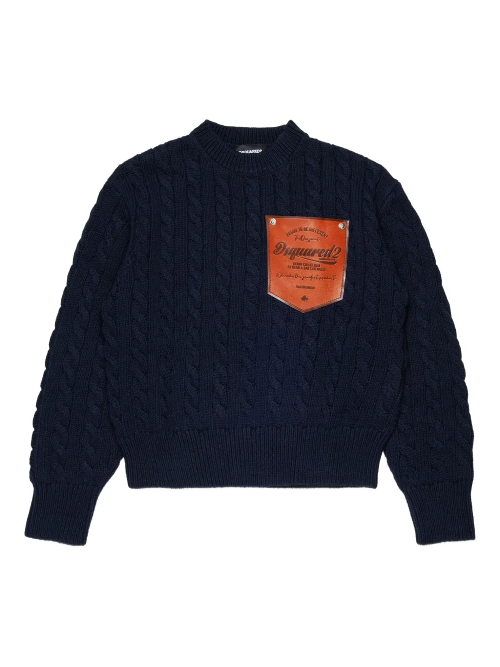 DSQUARED2 KIDS Pullover mit Zopfmuster-Patch - Blau
