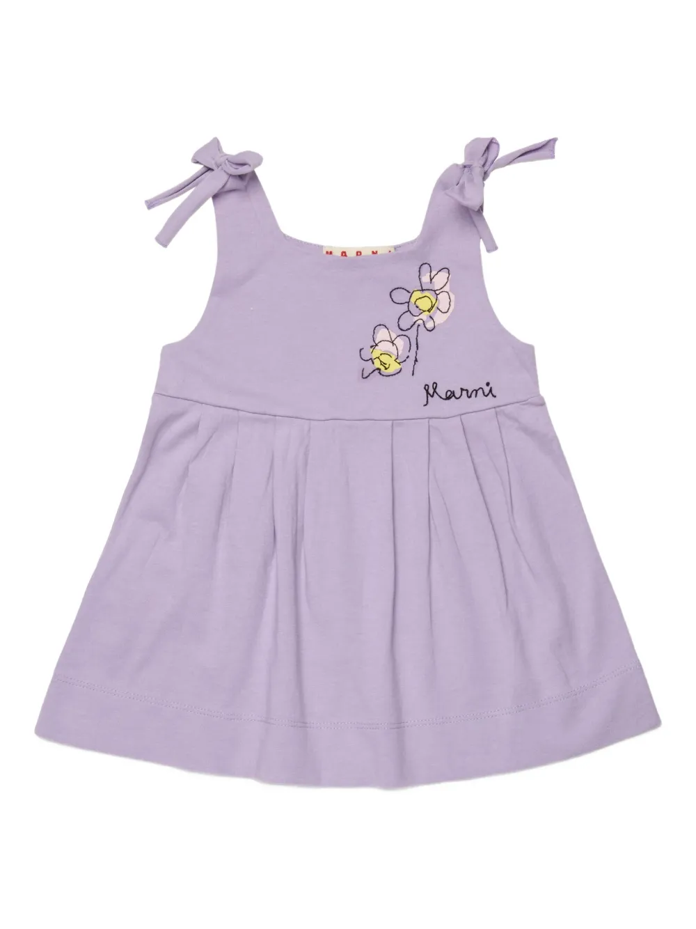 Marni Kids tie-shoulder floral-detail dress - Purple