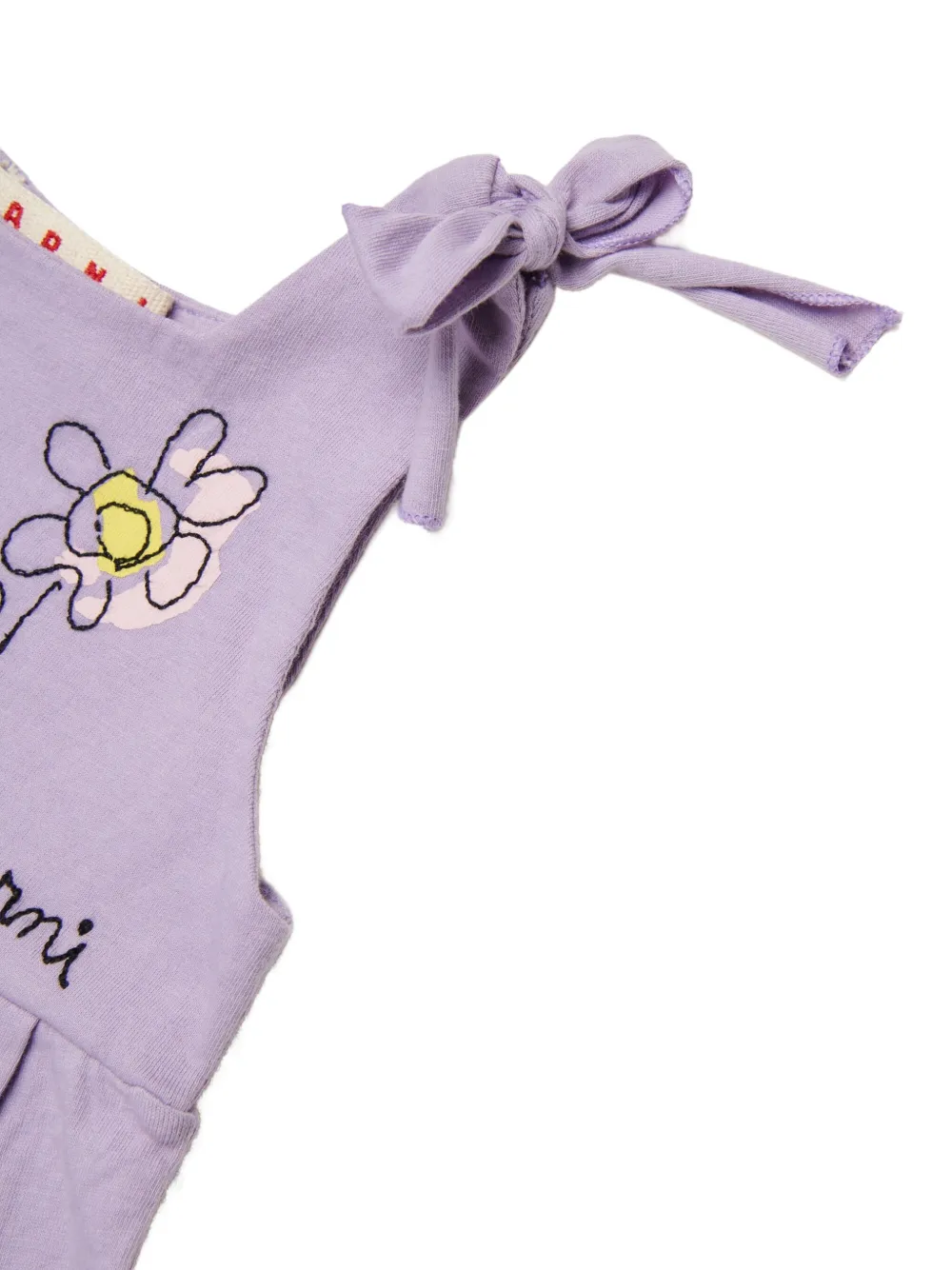 Marni Kids Jurk met gestrikte schouders en bloemendetail Paars