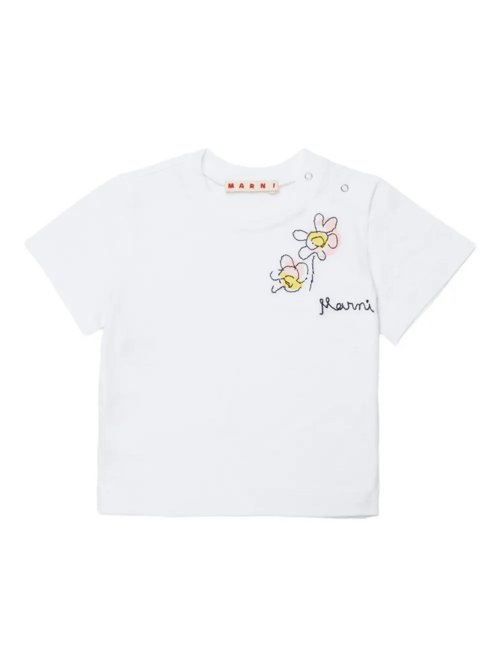 Marni Kids T-shirt con dettaglio a fiori - Bianco