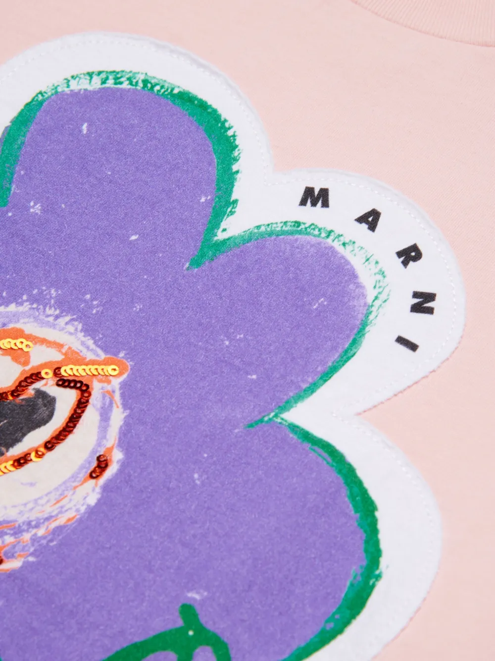 Marni Kids Floral Printed Crewneck T-shirt In Pink