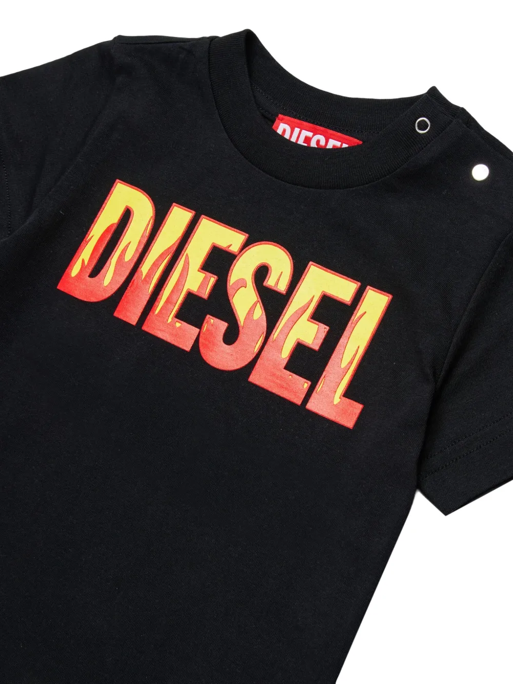 Diesel Kids T-shirt met vlammenlogo Zwart