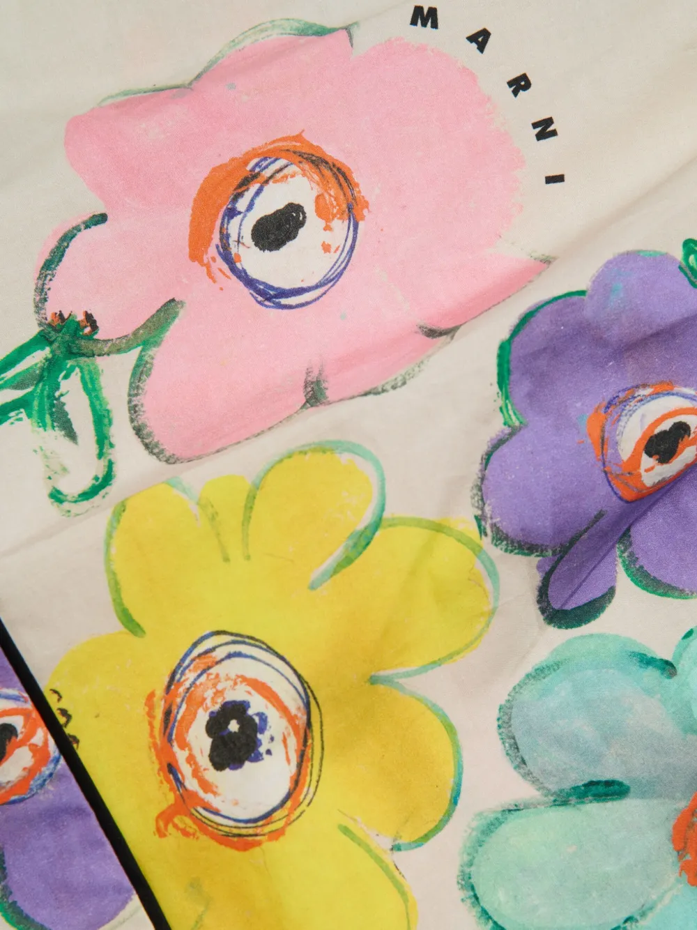 Marni Kids Jurk met pofmouwen en bloemenprint Beige