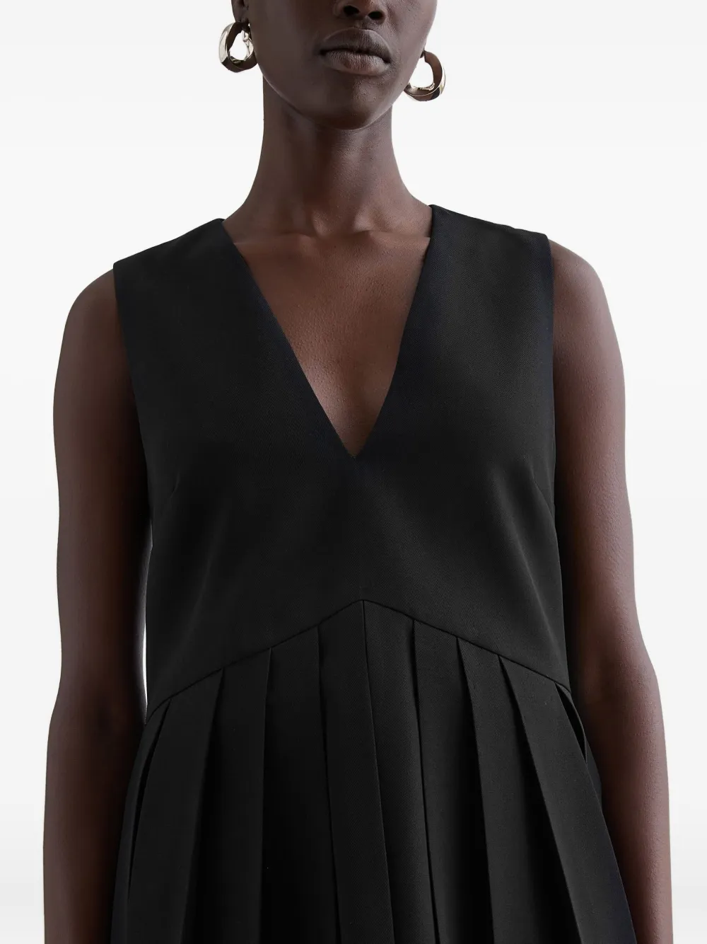  Jil Sander Pleated Wool Gabardine Top - Black 