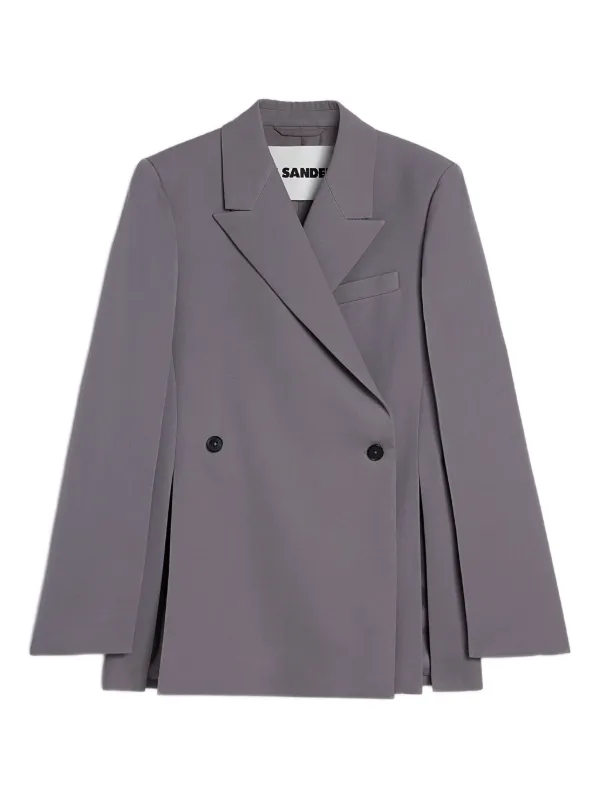 Jil Sander Wool Gabardine Tailored Jacket in Grey
