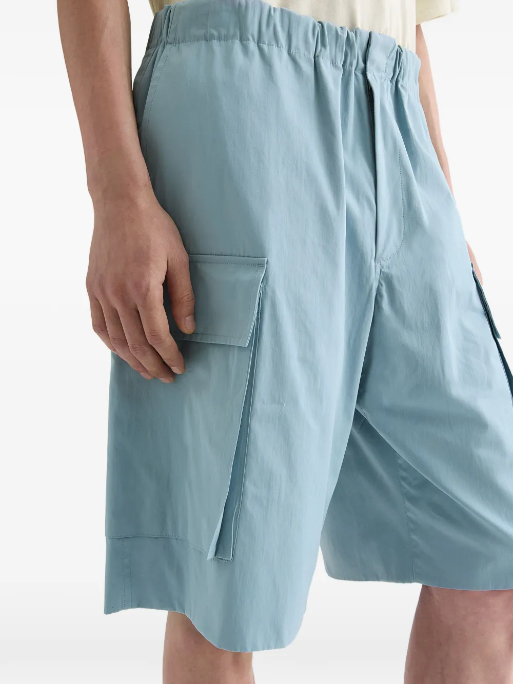 Jil Sander Katoenen shorts met popeline textuur Blauw