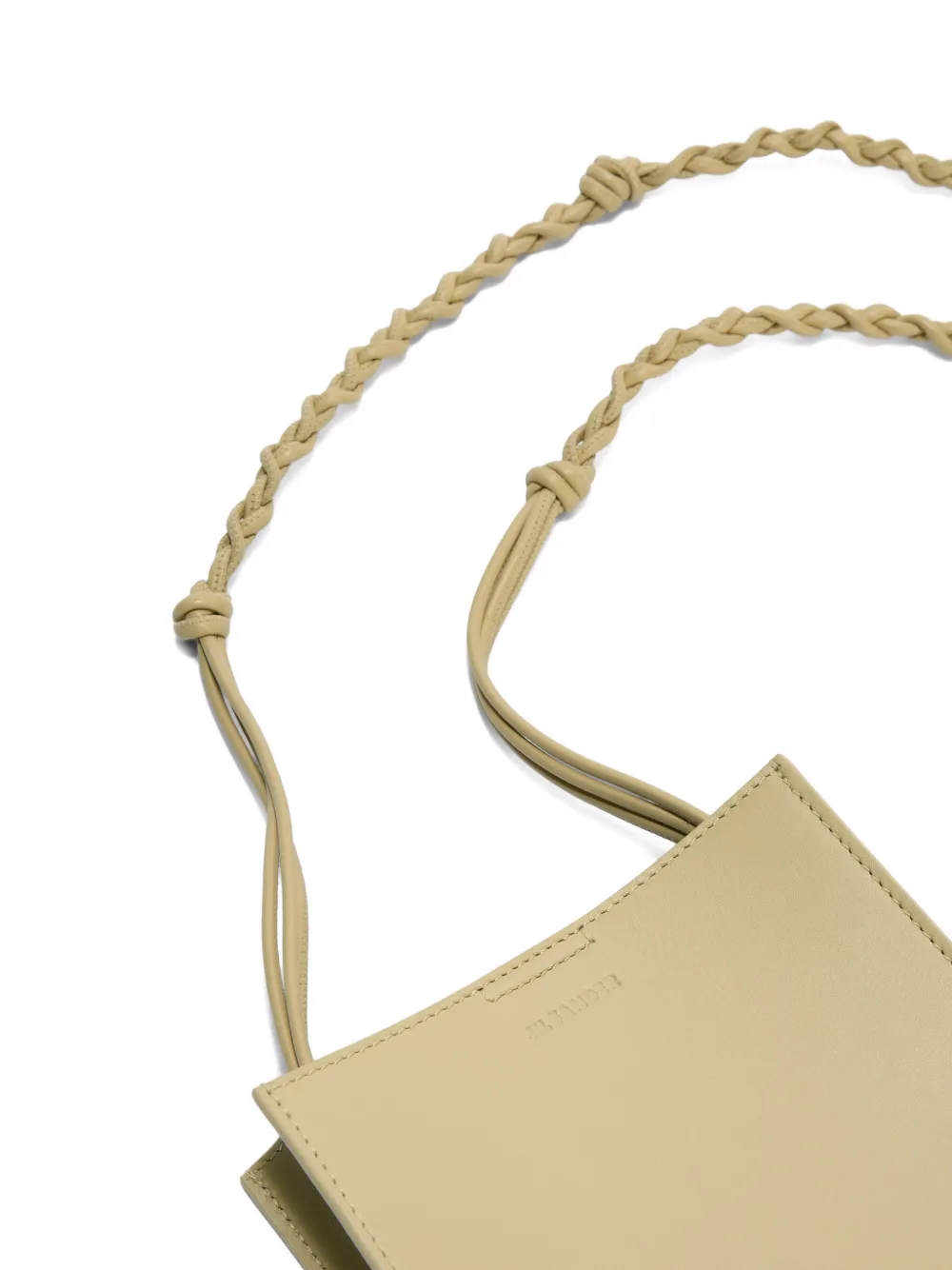 Jil Sander small Tangle knotted strap embossed logo messenger bag Beige