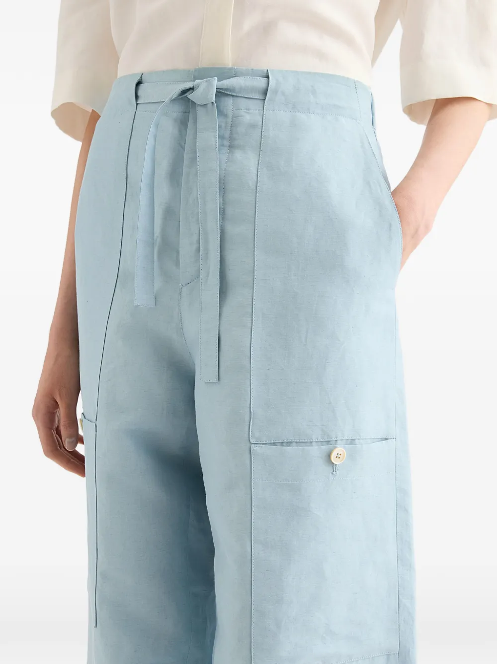 Jil Sander ドローストリング リネンカーゴパンツ | ブルー | FARFETCH JP