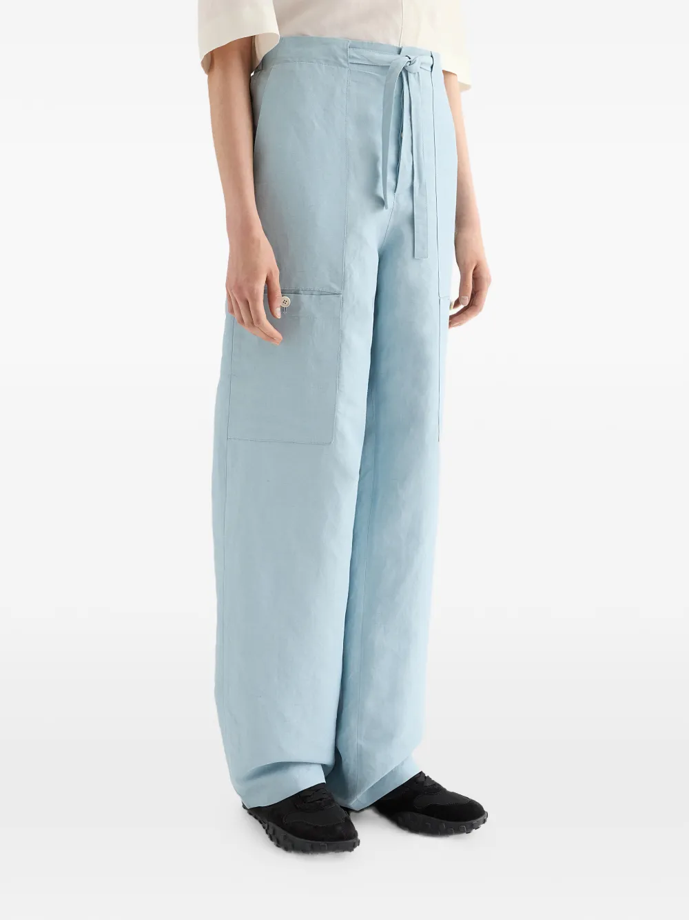 Jil Sander Linnen cargo broek met trekkoord Blauw