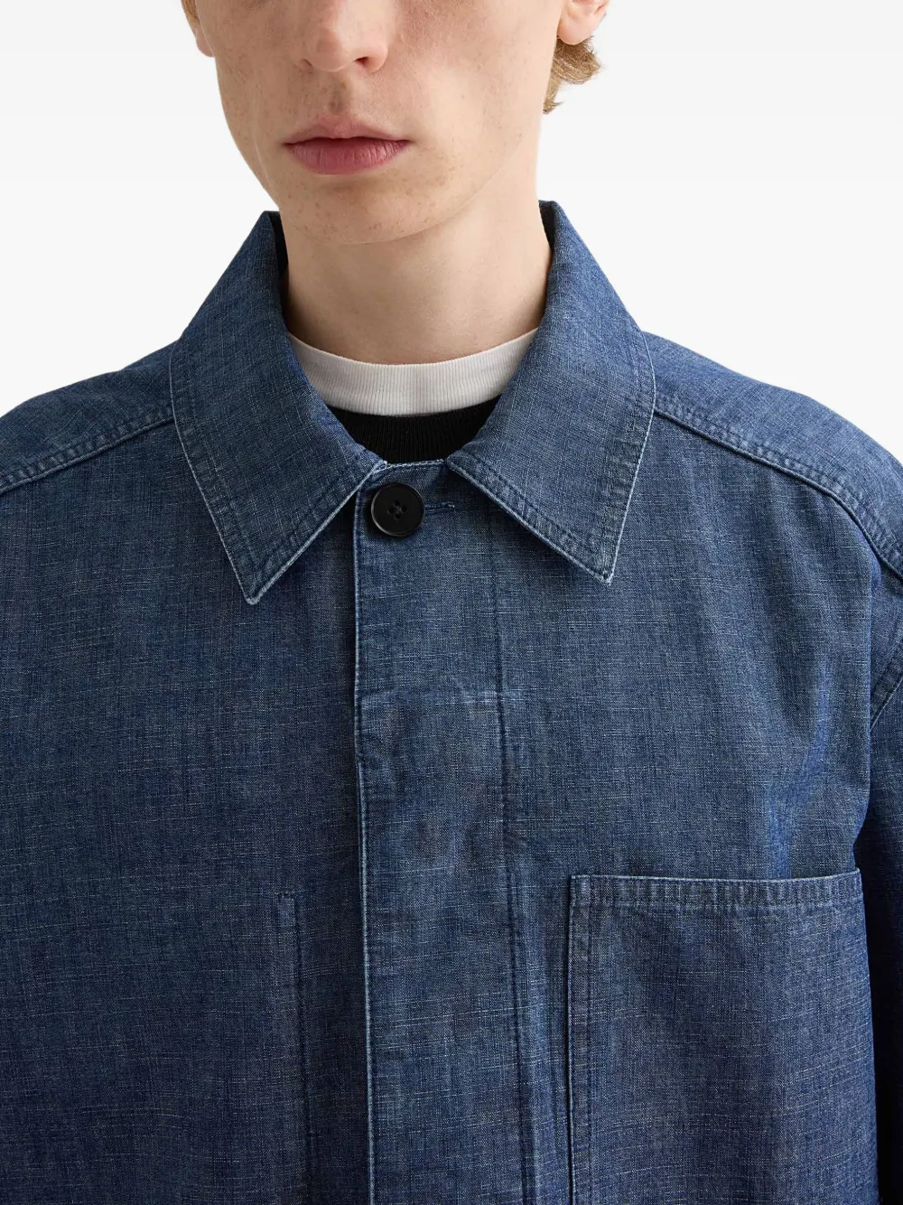 Jil Sander Chambray shirtjack met opgestikte zak Blauw