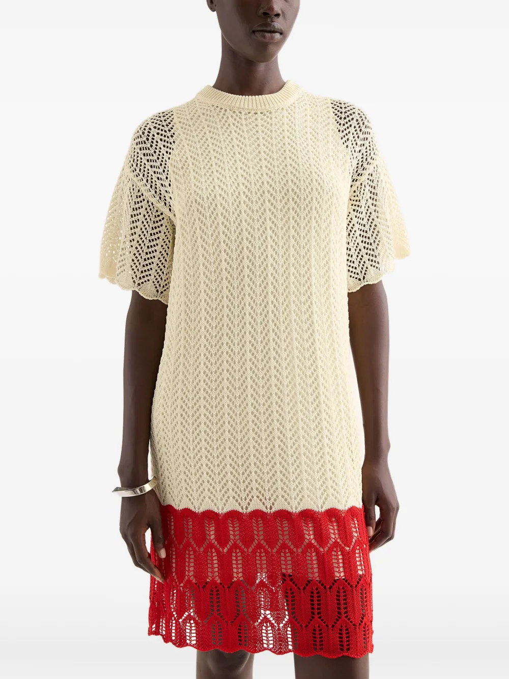 Jil Sander Gebreide jurk met pointelle detail Beige