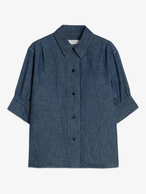 Jil Sander camisa de chambray con mangas fruncidas