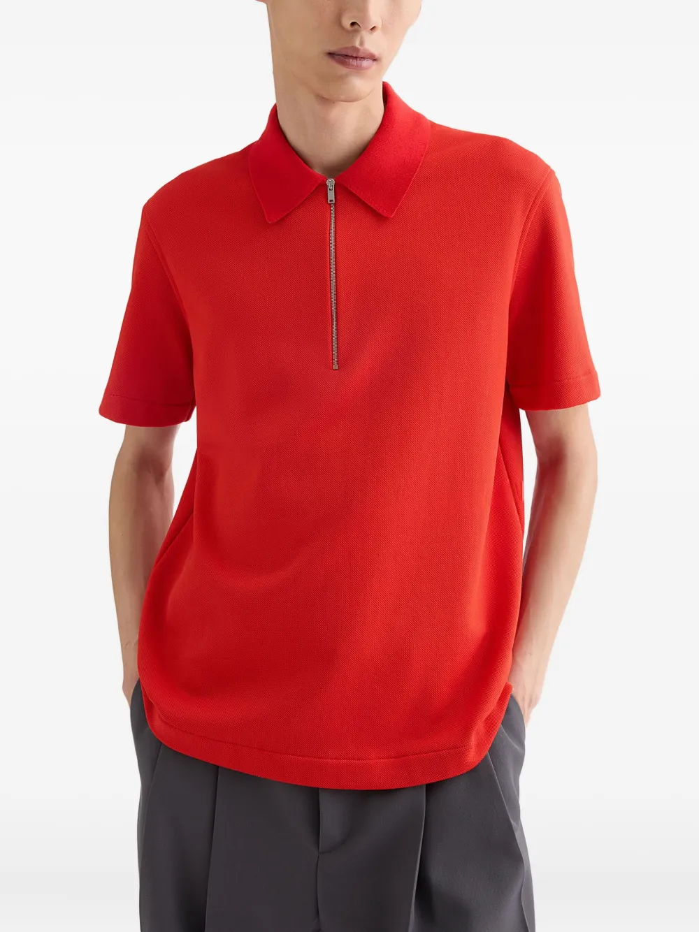 Jil Sander Gebreid poloshirt met rits - Rood
