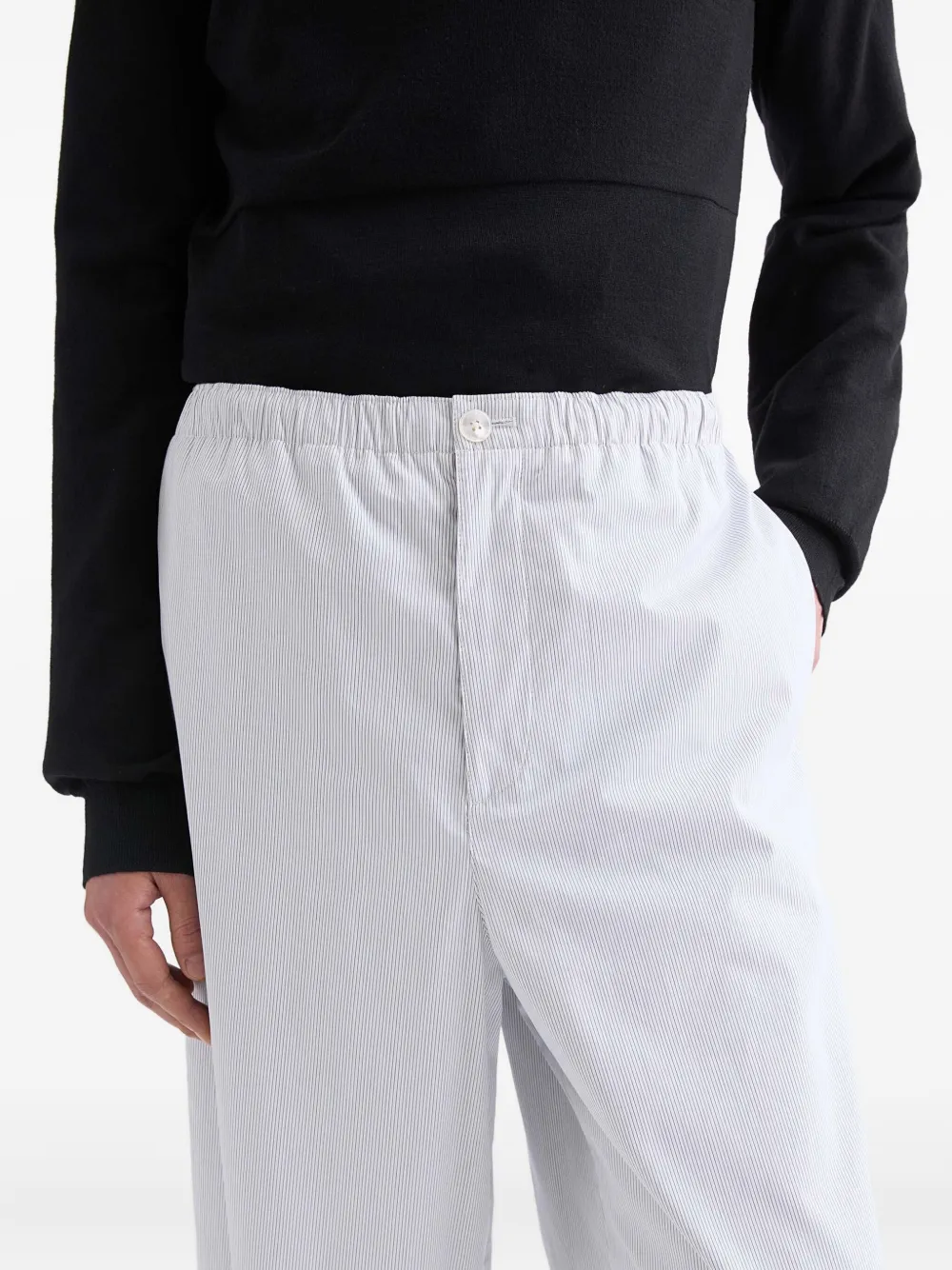 Jil Sander Katoenen broek met elastische tailleband Wit
