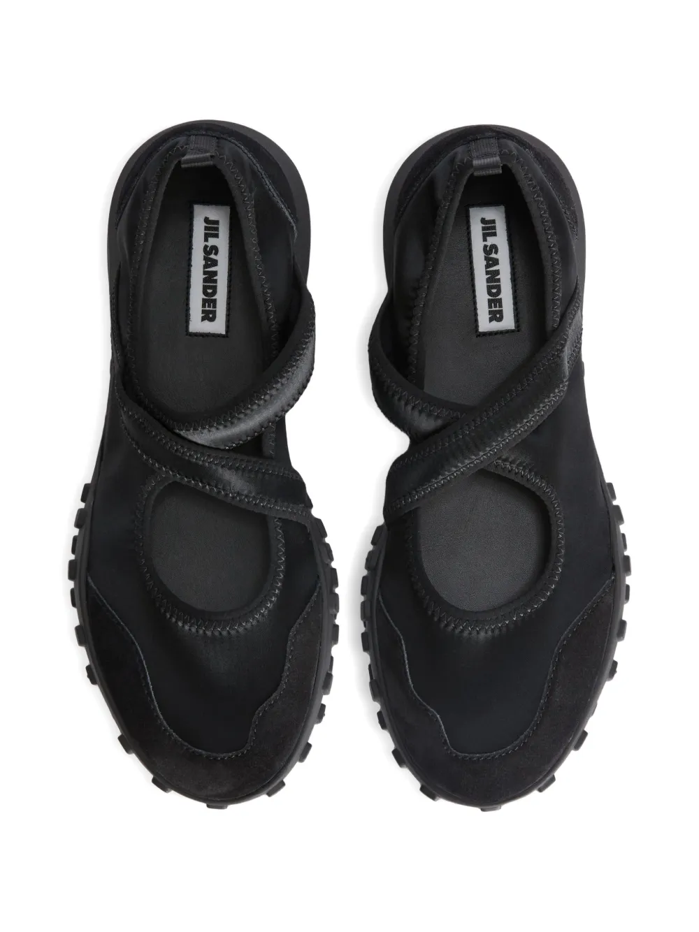  Jil Sander Moon Cross-over Balet Flats - Black 