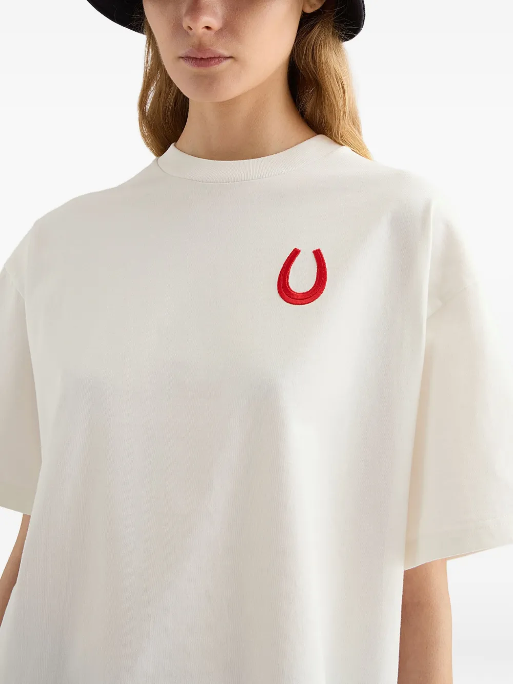 Jil Sander T-shirt met ronde hals en borduurwerk Beige