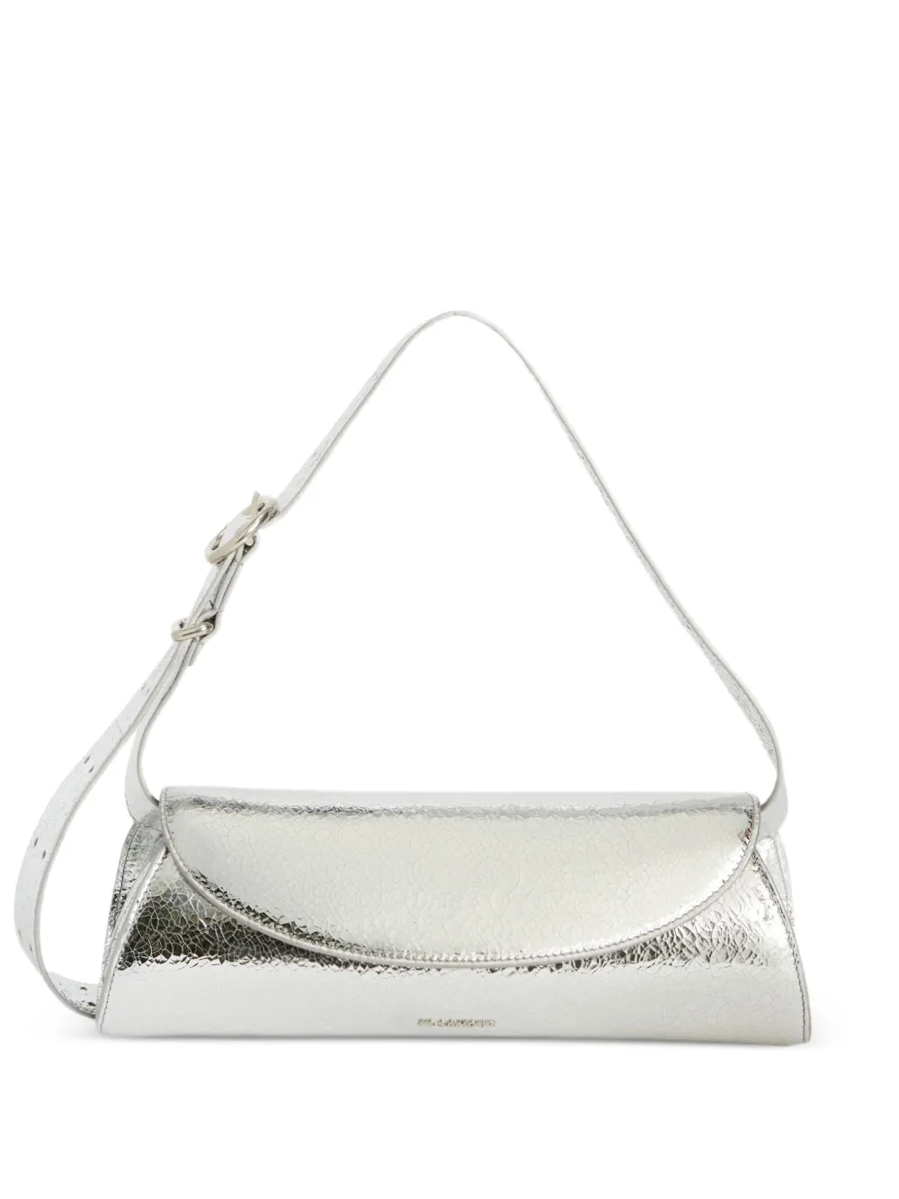 Jil Sander Small Cannolo Crackled Laminated Shoulder Bag In Metallic