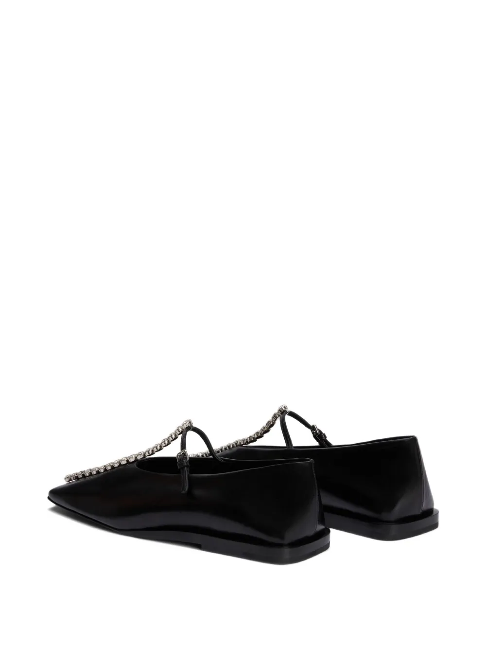 Jil Sander Crystal-embellished Square-toe Ballet Flats In Black