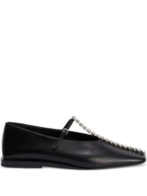 Jil Sander crystal-embellished square-toe ballet flats