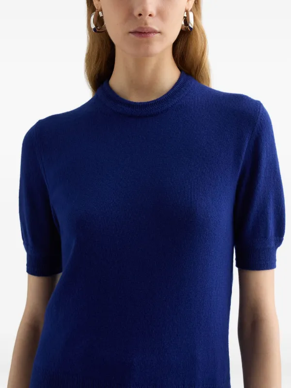 Jil Sander Lightweight Wool Knit t-shirt | Blue | FARFETCH AE
