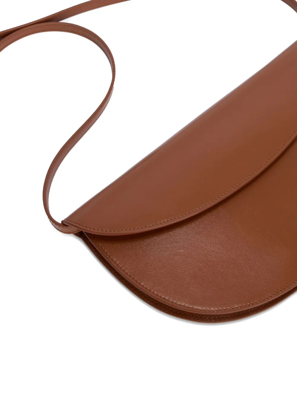  Jil Sander Curved Leather Cross Body - Brown 