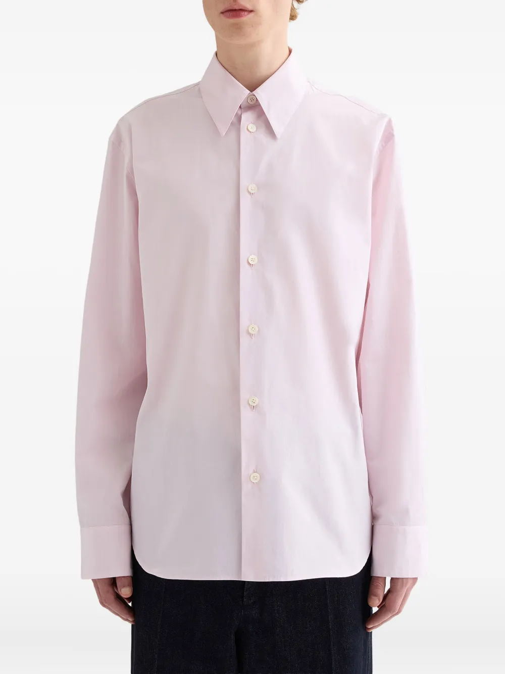 Jil Sander button-up long-sleeve poplin shirt Roze