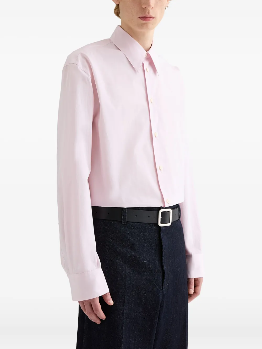 Jil Sander button-up long-sleeve poplin shirt Roze