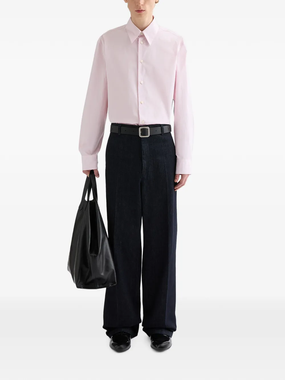 Jil Sander Button-up popeline overhemd met lange mouwen Roze