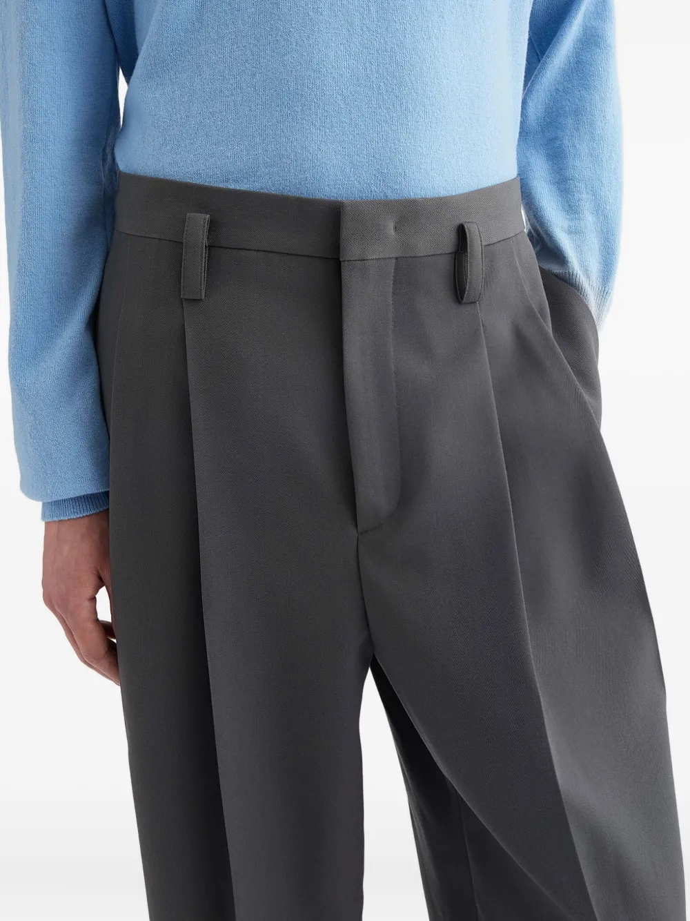 Jil Sander Wollen gabardine broek met toelopende pijpen Grijs