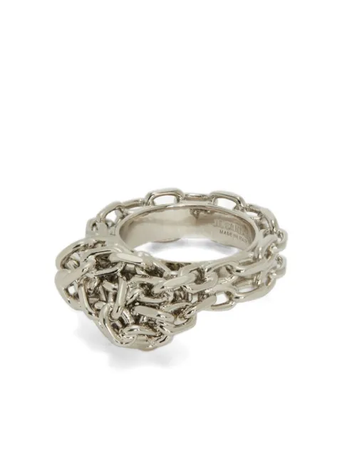 Jil Sander engraved-logo knotted-chain-detail ring