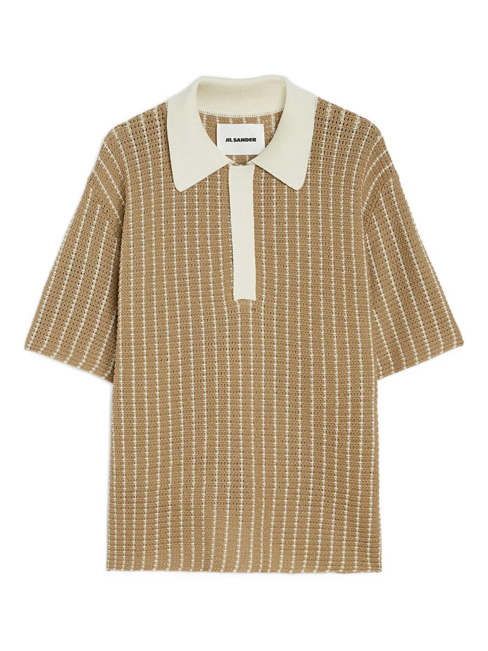 Jil Sander striped-pattern polo shirt | Brown | Image 1