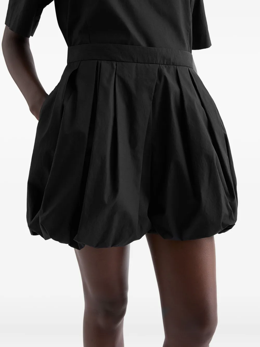 Jil Sander Gesmockte popeline shorts Zwart