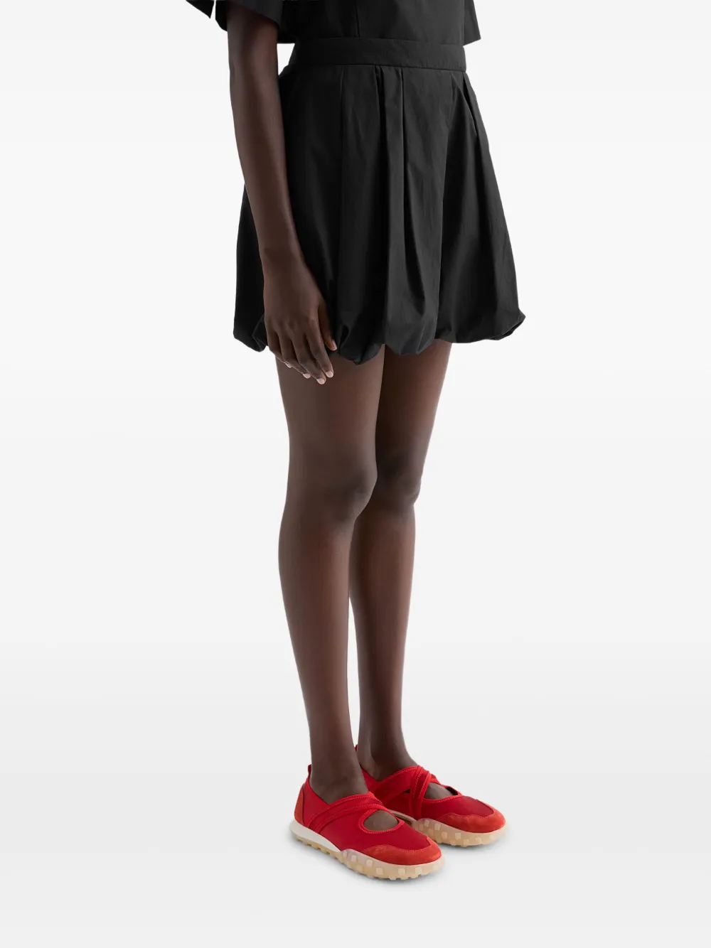  Jil Sander Gathered Balloon Poplin Shorts - Black 