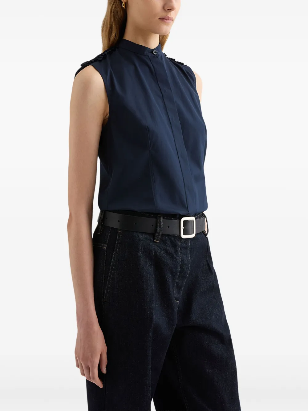 Jil Sander Kraagloos shirt - Blauw