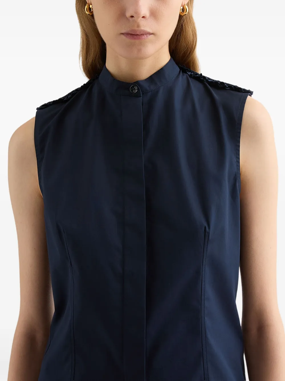Jil Sander Katoenen popeline blouse met ruches Blauw