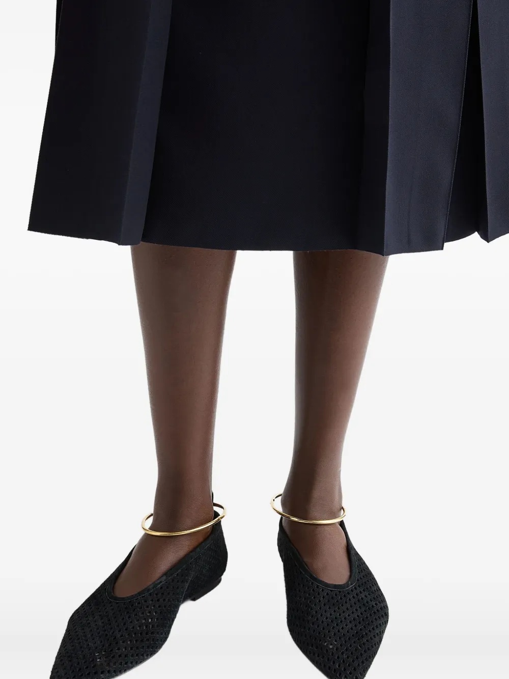 Jil Sander Perforated-suede Ballerina In Black