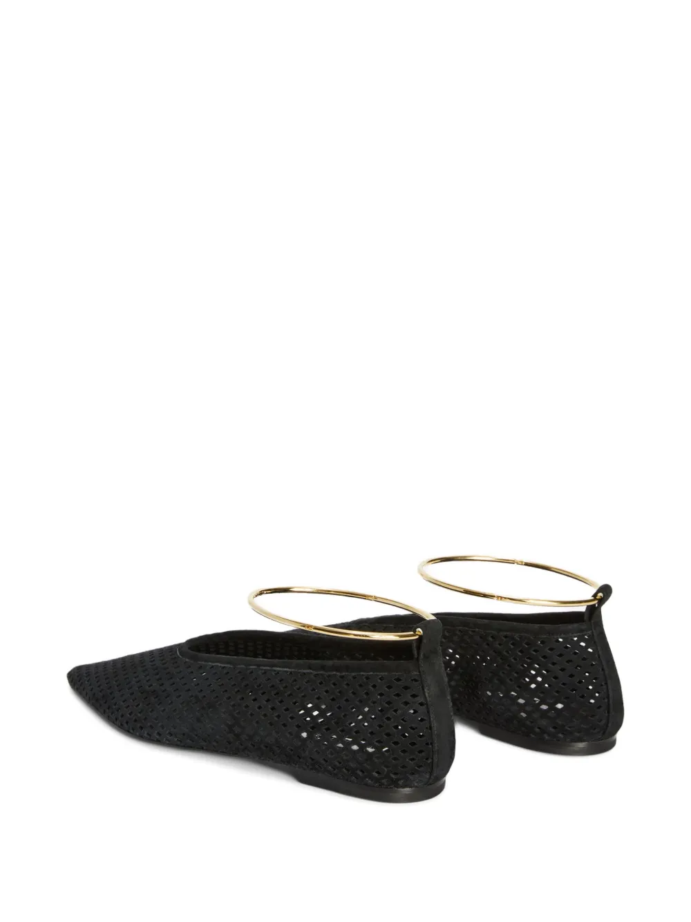 Jil Sander Perforated-suede Ballerina In Black