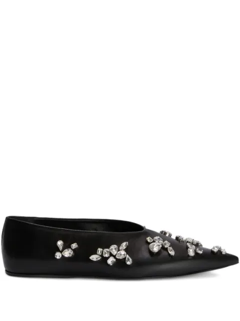 Jil Sander crystal-embellished pointed-toe ballet flats