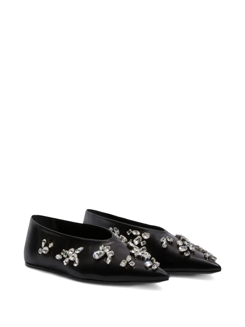 Jil Sander crystal-embellished pointed-toe ballet flats | Image 2