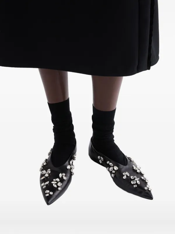 Jil Sander レザー フラットシューズ | ブラック | FARFETCH JP