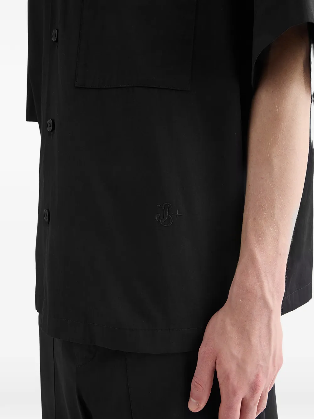 Jil Sander Katoenen popeline overhemd met opgestikte zak Zwart
