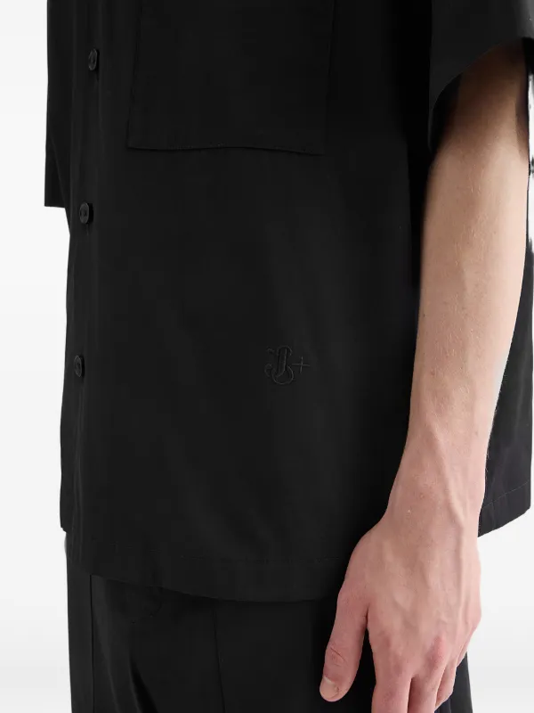 Jil Sander パッチポケット コットンポプリンシャツ | ブラック Jil Sander パッチポケット コットンポプリンシャツ | ブラック