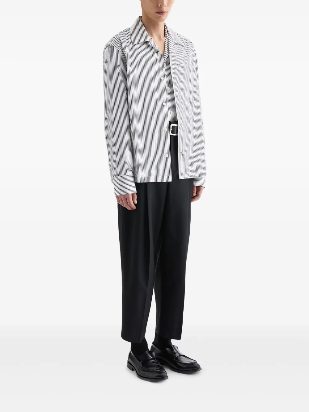 Jil Sander Gestreept lichtgewicht katoenen overhemd - Wit